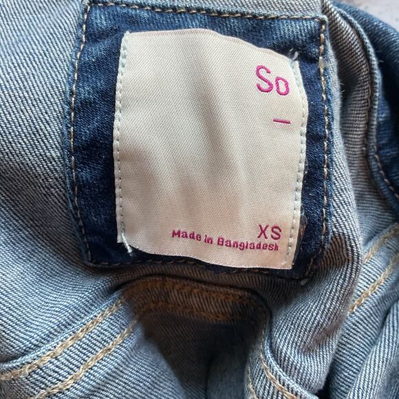 So Distressed Four Pocket Blue Jean Jacket Boho Preppy Xs - Picture 4 of 7